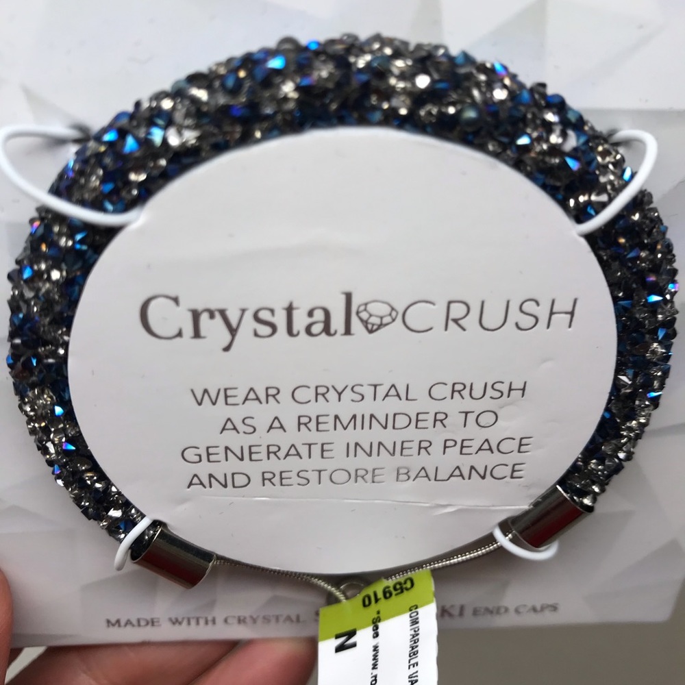 Blue and Gray Miniature Crystal Bangle Bracelet